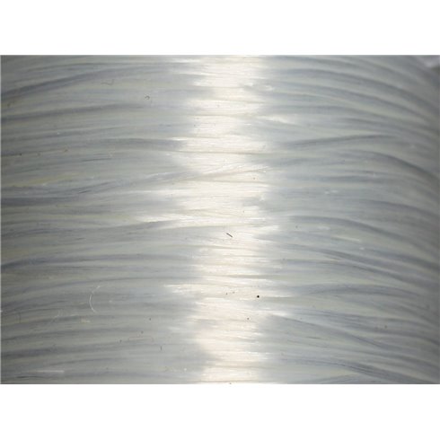 Bobine 50 mètres env - Fil Elastique Fibre 0.8-1mm Blanc Transparent - 7427039730501