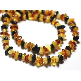 Thread 40cm 130pc approx - Natural Amber Stone Beads Rocailles Chips 5-9mm Multicolor