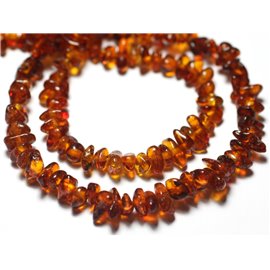 Thread 40cm 130pc approx - Natural Amber Stone Beads Rocailles Chips 5-9mm Orange