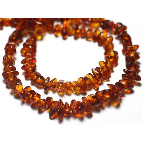 10pc - Perles de Pierre Ambre naturelle Rocailles Chips 5-9mm Orange - 7427039730549