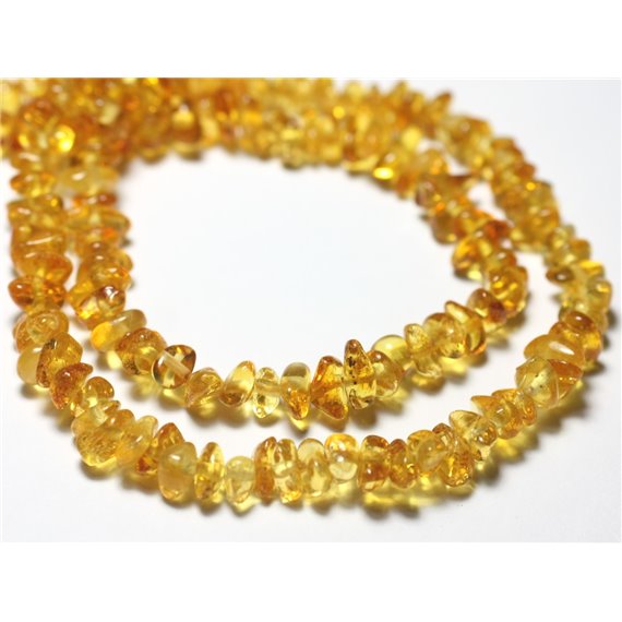 Fil 40cm 135pc env - Perles de Pierre Ambre naturelle Rocailles Chips 5-9mm Jaune