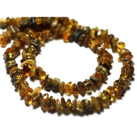 Thread 40cm 145pc approx - Natural Amber Stone Beads Rocailles Chips 5-9mm Green Yellow Orange