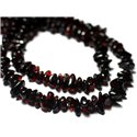 Fil 40cm 130pc env - Perles de Pierre Ambre naturelle Rocailles Chips 5-9mm Rouge Noir