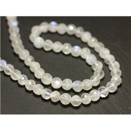 Thread 33cm 72pc approx - Stone Beads - Rainbow Moonstone Faceted Balls 4-5mm