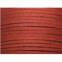 Bobine 90 metres env - Cordon Laniere Suedine Daim 3mm Marron Rouge Brique