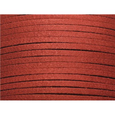 Bobine 90 metres env - Cordon Laniere Suedine Daim 3mm Marron Rouge Brique