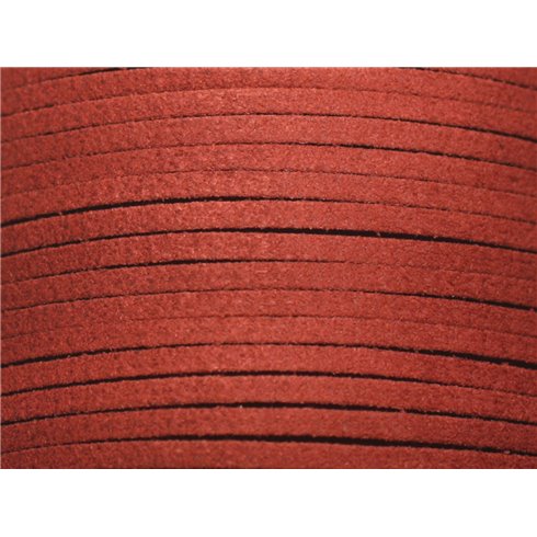 Bobine 90 metres env - Cordon Laniere Suedine Daim 3mm Marron Rouge Brique