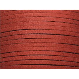 Bobine 90 metres env - Cordon Laniere Suedine Daim 3mm Marron Rouge Brique