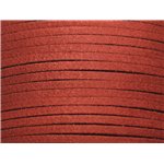 Bobine 90 metres env - Cordon Laniere Suedine Daim 3mm Marron Rouge Brique