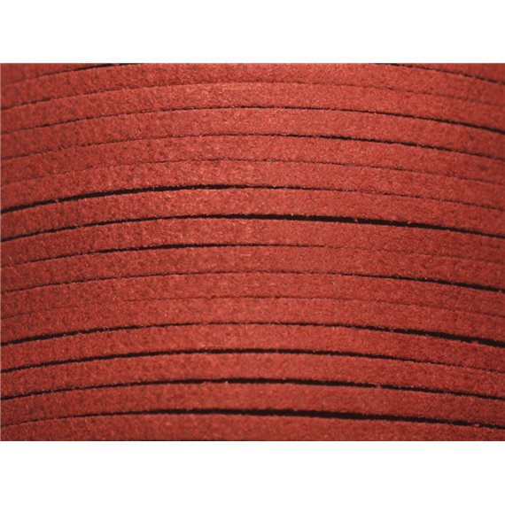 5 metres - Cordon Laniere Suedine Daim 3mm Marron Rouge Brique - 7427039730648