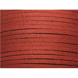 5 metri - cordino in pelle scamosciata 3 mm marrone rosso mattone - 7427039730648