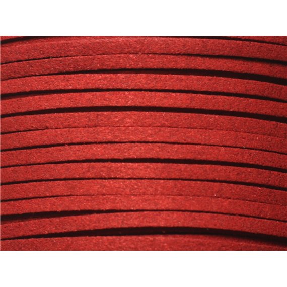 5 metres - Cordon Laniere Suedine Daim 3mm Rouge Bordeaux - 7427039730655