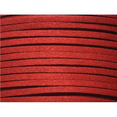 5 mètres - Cordon Lanière Suédine 3mm Rouge Bordeaux - 7427039730655