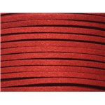 5 mètres - Cordon Lanière Suédine 3mm Rouge Bordeaux - 7427039730655