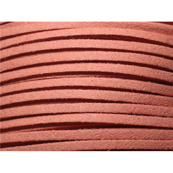 Bobine 90 metres env - Cordon Laniere Suedine Daim 3mm Marron Rouge Rose Terre de Sienne