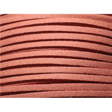 Bobine 90 metres env - Cordon Laniere Suedine Daim 3mm Marron Rouge Rose Terre de Sienne