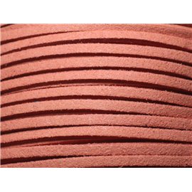 Bobine 90 metres env - Cordon Laniere Suedine Daim 3mm Marron Rouge Rose Terre de Sienne