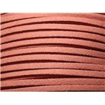 5 metres - Cordon Laniere Suedine Daim 3mm Marron Rouge Terre de Sienne - 7427039730686