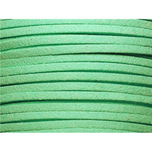 5 metres - Cordon Laniere Suedine Daim 3mm Vert Turquoise Menthe - 7427039730693