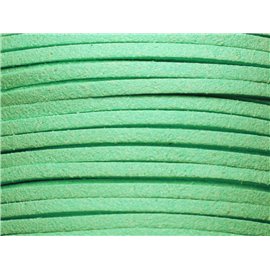 5 metri - Laccetto in pelle scamosciata 3 mm verde menta turchese - 7427039730693