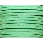 5 metres - Cordon Laniere Suedine Daim 3mm Vert Turquoise Menthe - 7427039730693