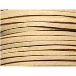 5 metres - Cordon Laniere Suedine Daim 3mm Beige Clair Pastel - 7427039730723