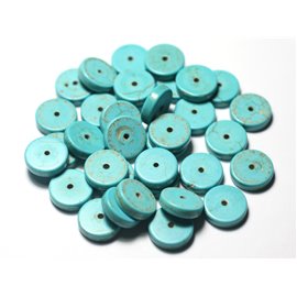 Thread 39cm 120pc approx - Synthetic Turquoise Stone Beads 12mm Heishi Rondelles Turquoise Blue