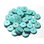 20pc - Perles de Pierre Turquoise Synthèse Rondelles Heishi 12mm Bleu Turquoise - 7427039730921