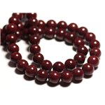 10pc - Perles de Pierre - Jade Boules 10mm Rouge Bordeaux - 7427039730969