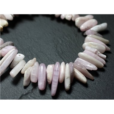 Fil 39cm 110pc env - Perles de Pierre - Kunzite rose Rocailles Chips Batonnets 10-20mm