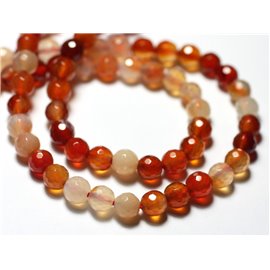 Thread 39cm 62pc approx - Stone Beads - Natural Carnelian Faceted Balls 6mm