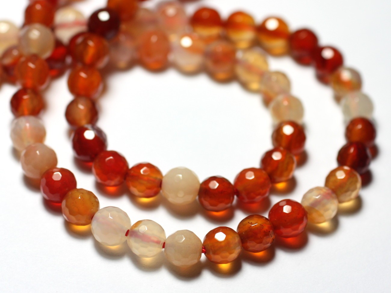 10pc - Perles de Pierre - Cornaline naturelle Boules Facettées 6mm - 7427039731089