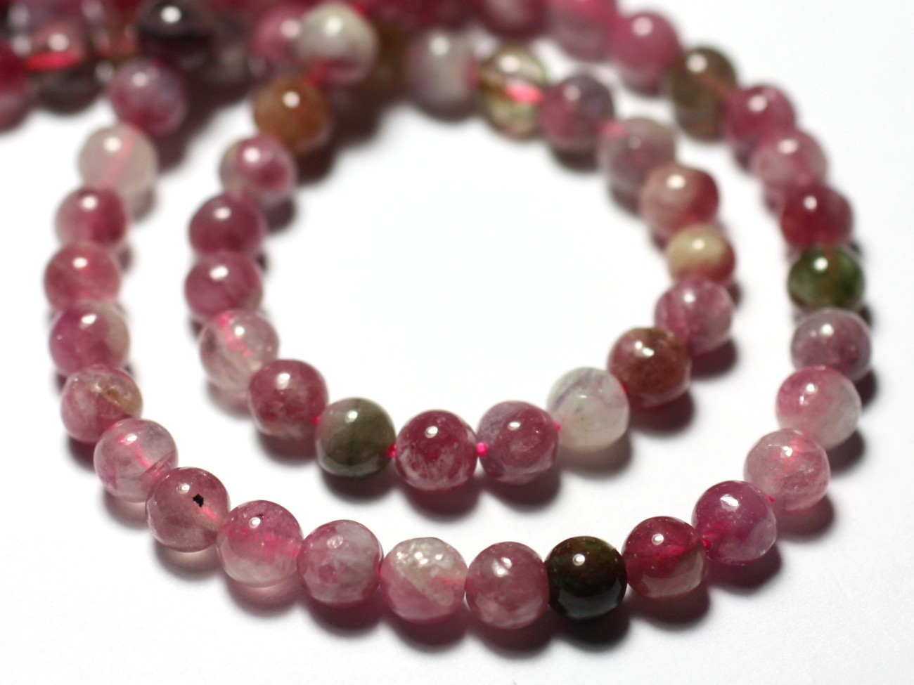 10pc - Perles de Pierre - Tourmaline Rose Boules 4mm - 7427039731126