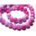 Fil 39cm 50pc env - Perles de Pierre - Jade Boules 8mm Rose Fuchsia Mauve Violet