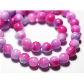 Thread 39cm 50pc approx - Stone Beads - Jade Balls 8mm Pink Fuchsia Mauve Violet