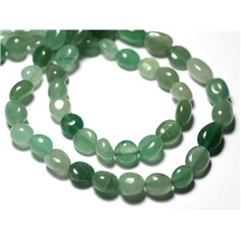 Fil 39cm 43pc env - Perles de Pierre - Aventurine Verte Olives Nuggets 6-12mm