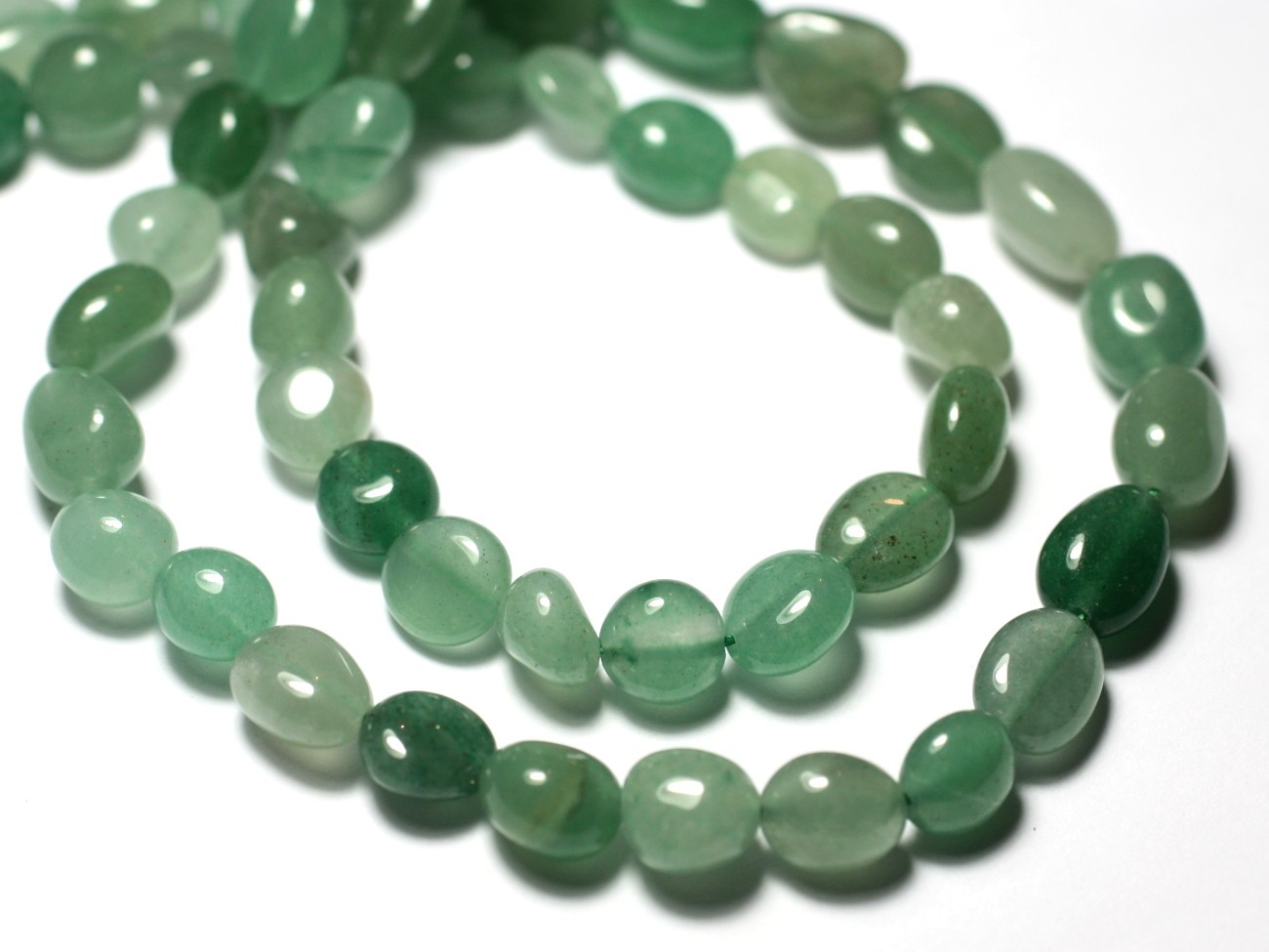 10pc - Perles de Pierre - Aventurine Verte Olives Nuggets 6-12mm - 7427039731225