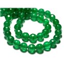 Fil 39cm 45pc env - Perles de Pierre - Jade Boules Facettées 8mm Vert Empire Emeraude