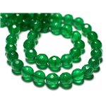 Fil 39cm 45pc env - Perles de Pierre - Jade Boules Facettées 8mm Vert Empire Emeraude