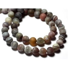 Hilo 39cm aprox 63pc - Cuentas de piedra - Botswana Agate Matte Brown Sanded Frosted Balls 6mm