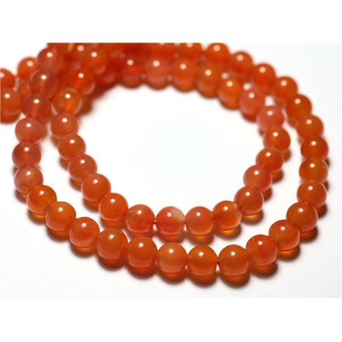 10pc - Perles de Pierre - Calcédoine Orange Boules 5-6mm - 7427039731362