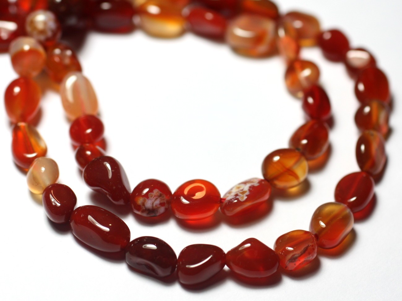 10pc - Perles de Pierre - Calcédoine Orange Rouge Olives Nuggets 6-10mm - 7427039731386