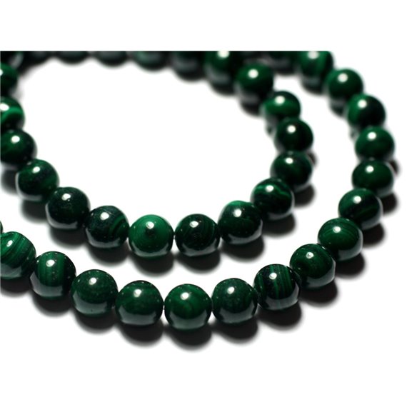 Fil 39cm 110pc env - Perles de Pierre - Malachite verte naturelle Boules 3mm