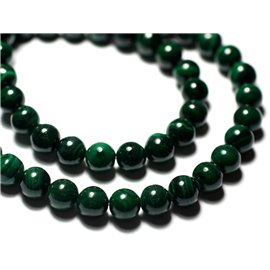 Thread 39cm 62pc approx - Stone Beads - Natural green malachite 6mm balls