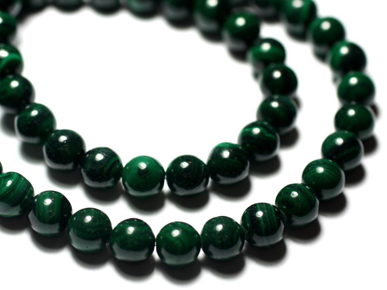2pc - Perles de Pierre - Malachite verte naturelle Boules 8mm - 7427039731485