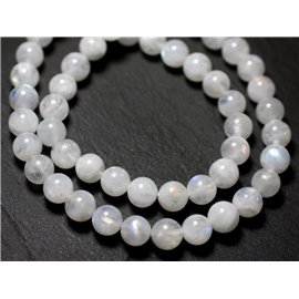 1pc - Stone Bead - White Rainbow Moonstone Ball 8mm AA Quality - 7427039731546