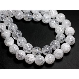 20pc - Stone Beads - Rock Crystal Quartz Crackle Balls 4mm - 7427039731584