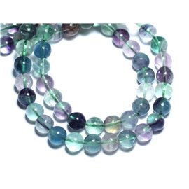 Thread 39cm 85pc approx - Stone Beads - Multicolored Fluorite balls 4mm