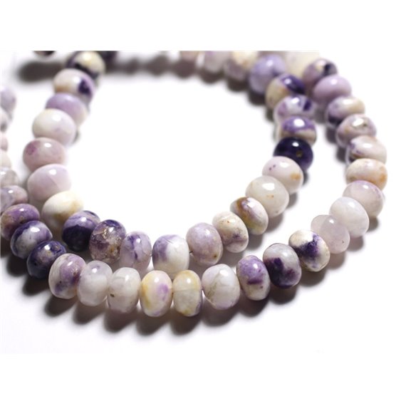 Fil 31cm 70pc env - Perles de Pierre - Tiffany Stone Opale Fluorite Bertrandite Rondelles 6-8mm