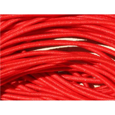 Bobine 100 mètres env - Fil Cordon Tissu Elastique Nylon 1mm Rouge vif